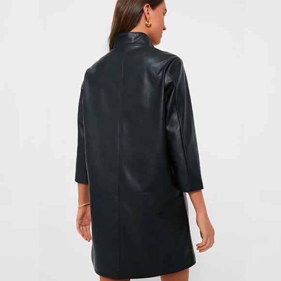 New! Tuckernuck - M - Black Leather Clifton Mini Dress - Picture 3 of 13